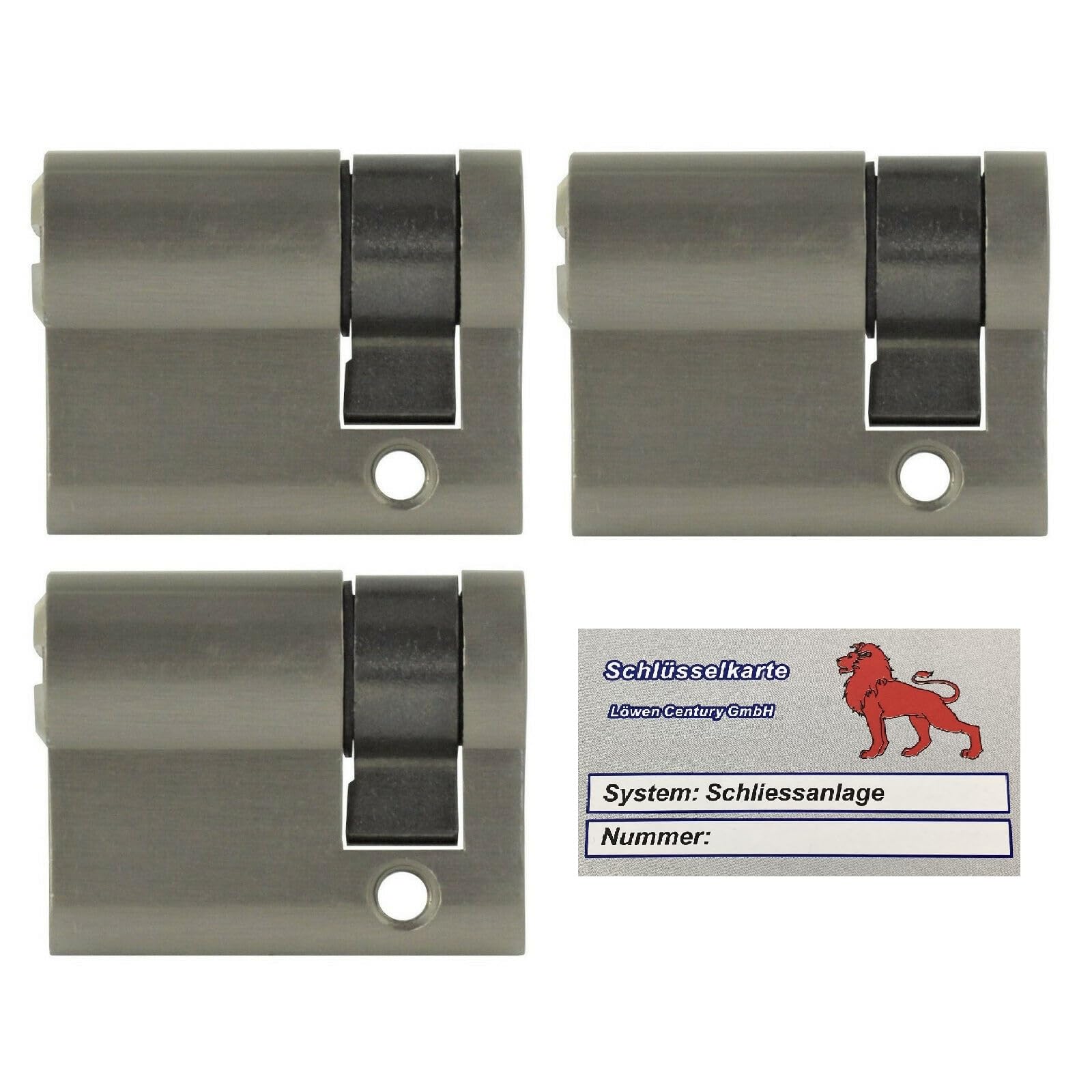 3x Halbzylinder 40 mm 30/10 gleichschließend inkl. 15 Schlüssel mit Schlüsselkarte