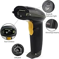 Vista 4 de 1D Wired Bar Code Scanners Readers for Computers PC, UNIDEEPLY USB Cable Laser Barcode Handheld, Hand Scanning Label UPC EAN Reader Gun Retails for