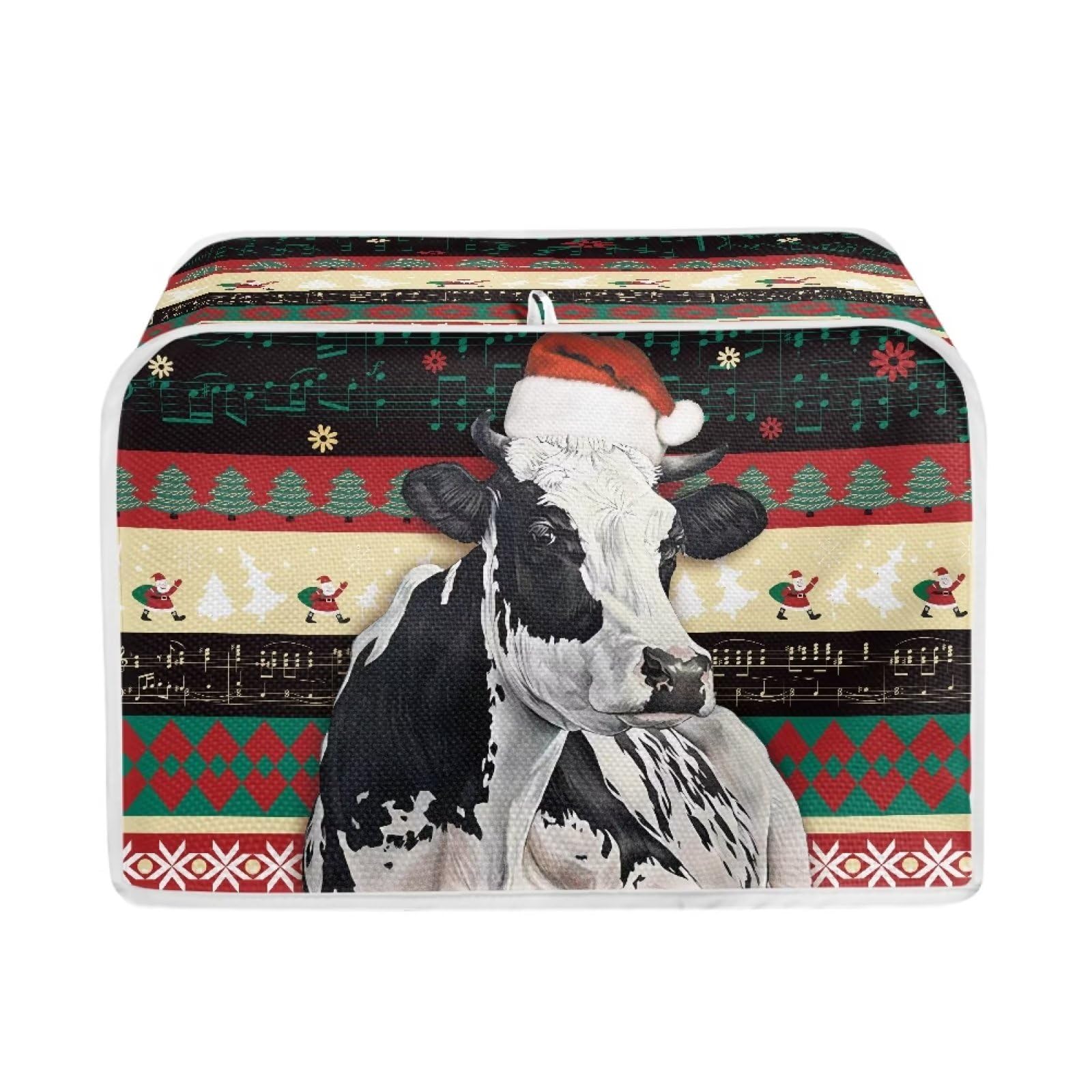 JSLXYYBQ Christmas Cow Print Toaster Cover 4 Slice, Kitchen Appliance Decorative Dustproof Chicken Pattern Bread Maker Cover Women Gift
