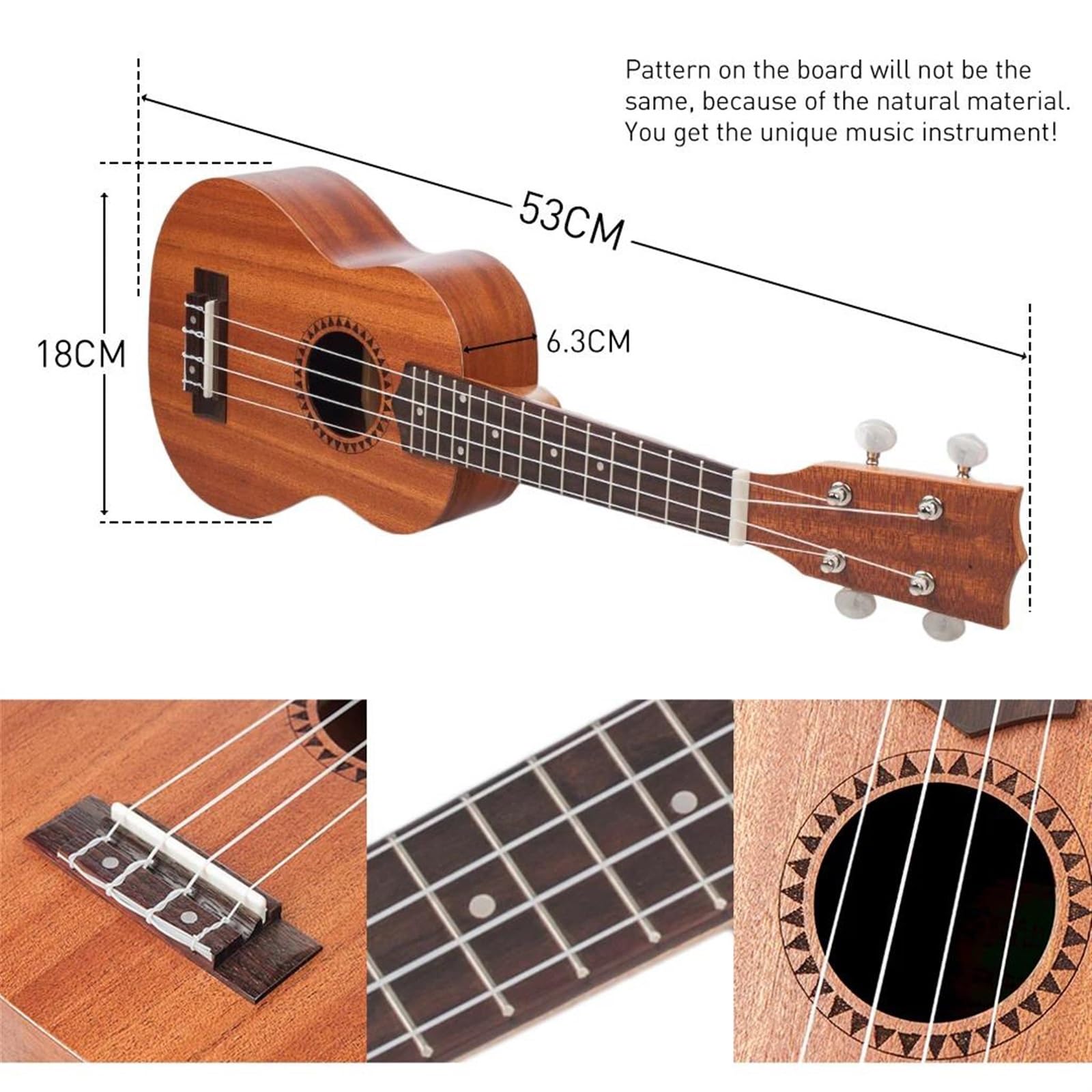 21-Zoll-Hawaii-Ukulelen-Set Aus Sapele-Holz Für Anfänger Mit Stimmgerät Und Plektrum Und Tasche