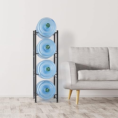 Miniatura 7 de MOOACE Soporte para jarra de agua de 5 galones, estante de almacenamiento de jarra de agua resistente de 4 niveles, soporte dispensador de agua