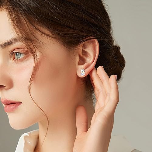 Miniatura 4 de Women Stud Earrings 925 Sterling Silver PearlFlowerPineappleLlamaCatBee Stud Earrings Moonstone Jewelry Birthday Party Gift for Girls Her