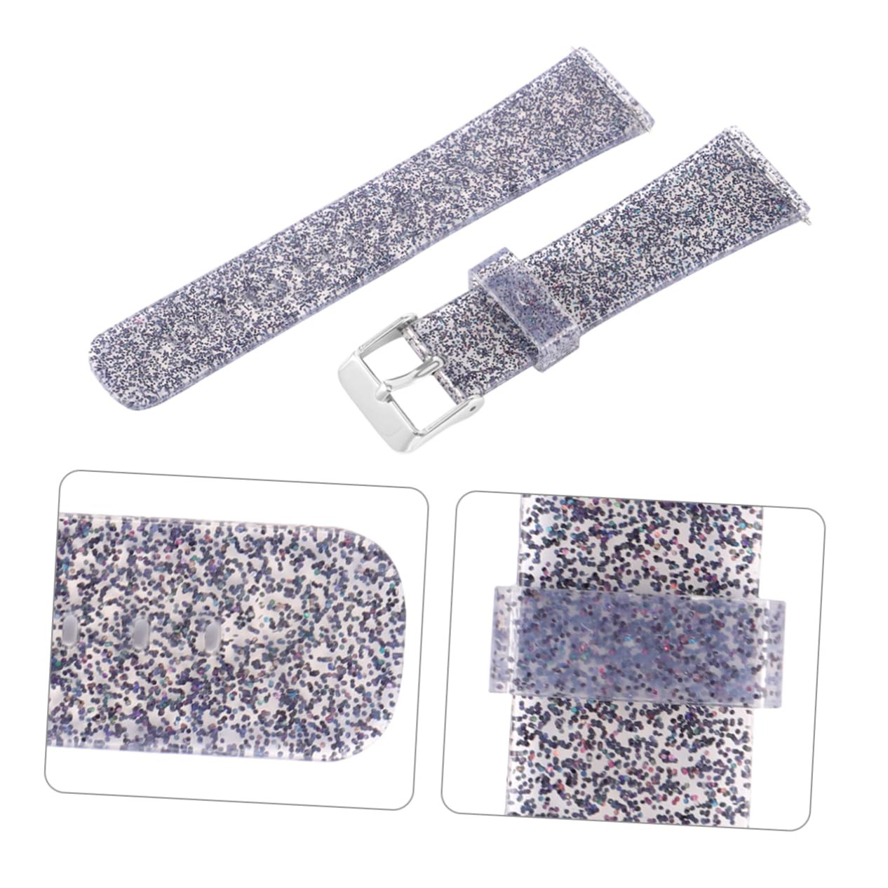 Mikikit Silicone Watchband Glitter Wrist Band Strap for Women/men Comfortable Easy Install/remove Fashion