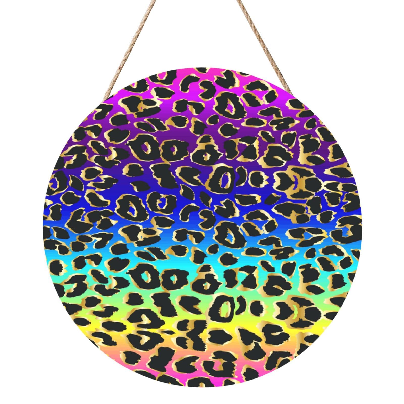 InOmak Leopard Animal, Round Wood Panel Painting 12 in, Wall Hanging Painting For Home