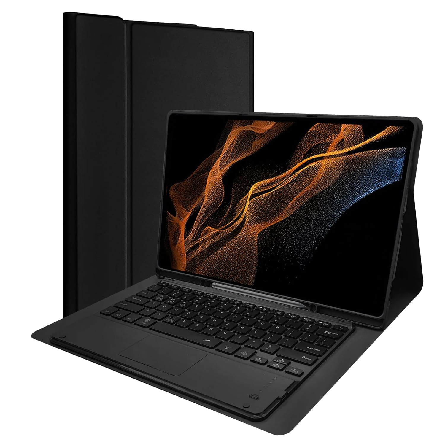 Kaigital Backlit Trackpad Keyboard Case for Samsung Galaxy Tab S8/S9 Ultra 14.6 Inch Tablet SM-X900/X906, Slim PU Stand Cover with S Pen Holder & Detachable Wireless Touchpad Keyboard