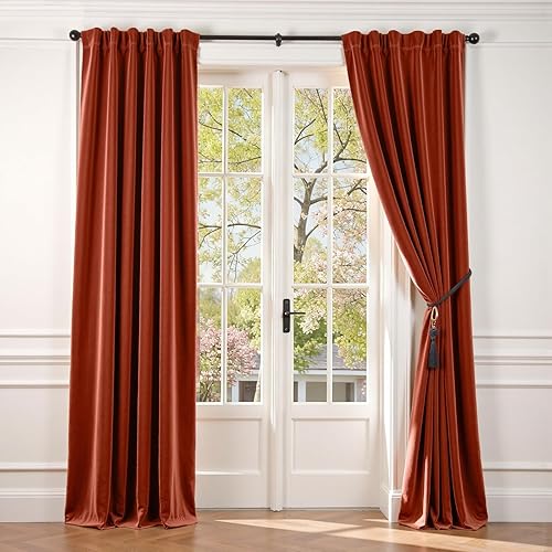 Miniatura 18 de Lazzzy Cortinas Opacas de Terciopelo con Aislamiento Térmico para Ventanas de Habitación, Cortinas de Lujo Súper Suaves para Sala de Estar, Salvia