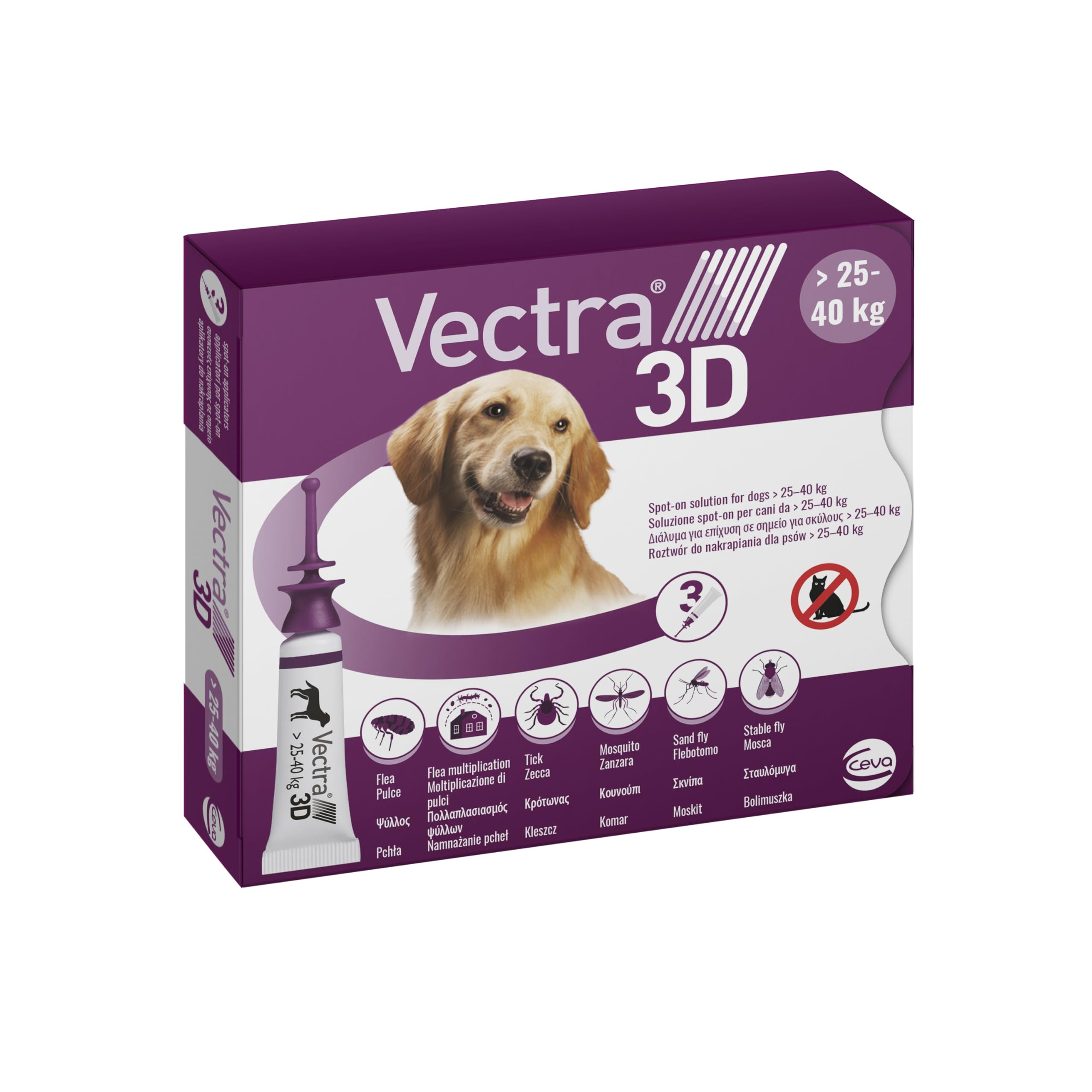 Vectra 3D Spot-on Solution 3 Pipettes 4.7 Ml Dogs from 25 to 40 kg Violet