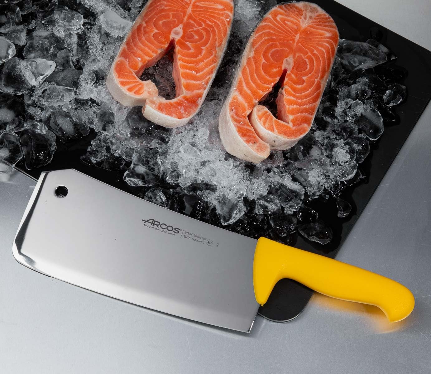 Arcos Fleischermesser Nitrum Edelstahl 24 cm - Professionelles Fleischermesser mit Ergonomischem Griff aus Polypropylen - Gelb, Serie 2900