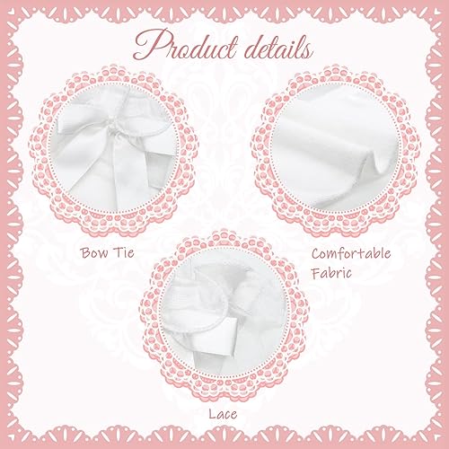 Miniatura 4 de Sintege 4 pares de calcetines de algodón con lazo alto para niña, calcetines de algodón para escuela, con volantes blancos sobre la rodilla,