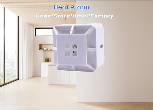 Miniatura 6 de Detector de calor con alarma de calor, nivel A1, temperatura 131.0 F-149.0 F, sonido de alarma de 85 dB para casas de calderas de garaje, cocina y