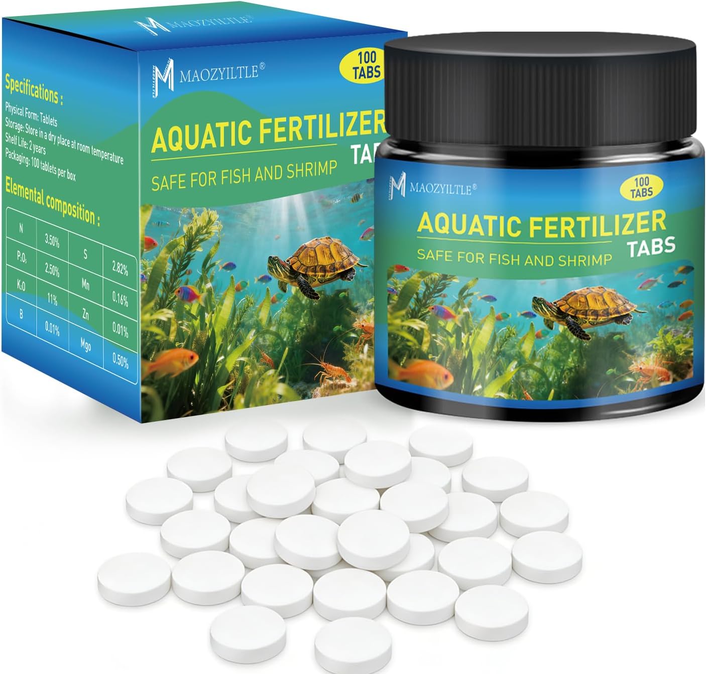 Root Tabs Freshwater Aquarium Plant Fertilizer, Slow-Release 100 Tabs 1g/Tab, Safe for Fish and Shrimp, for Planted Aquarium Substrate (2 * 100)