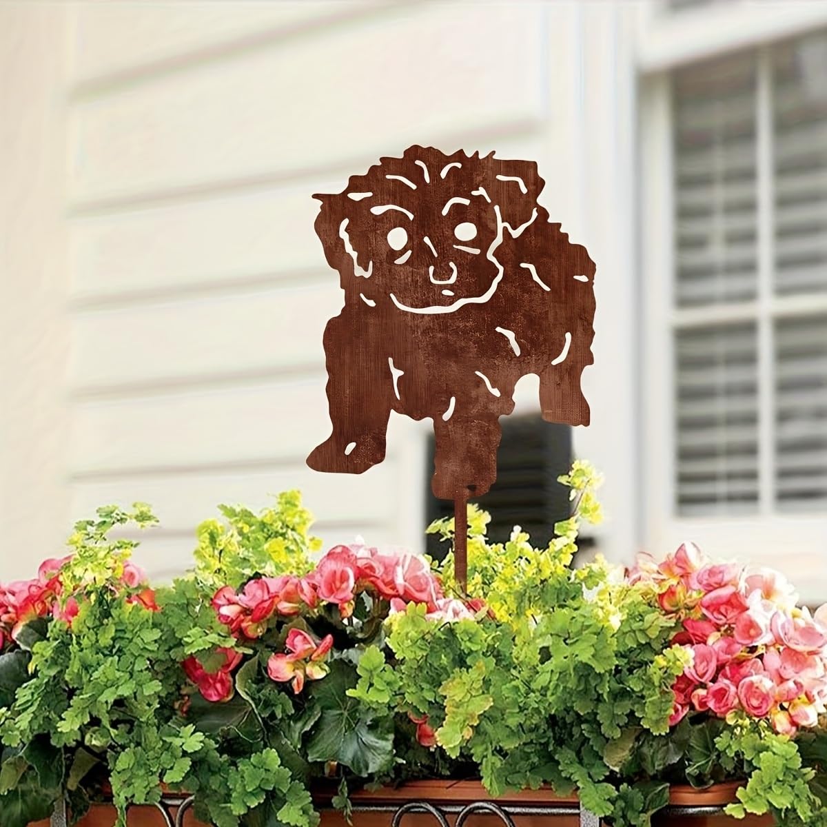 Piquet décoratif de Jardin en métal rouillé en Forme de Chien, décoration extérieure Durable avec Un Adorable Motif Animal, Piquet de 30 cm pour terrasses et patios