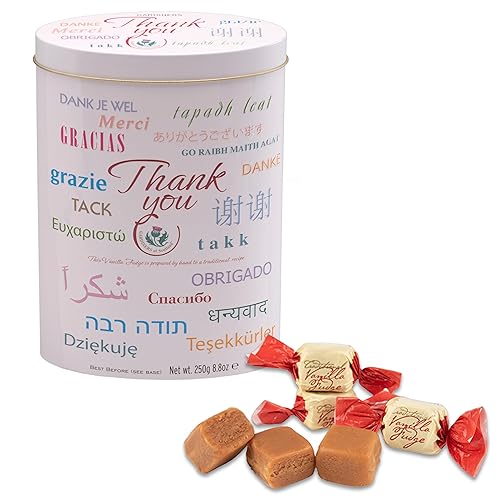 Vista 47 de Gardiners of Scotland Caramelo de sal marina y caramelo, diseño tartán, lata de 7 onzas