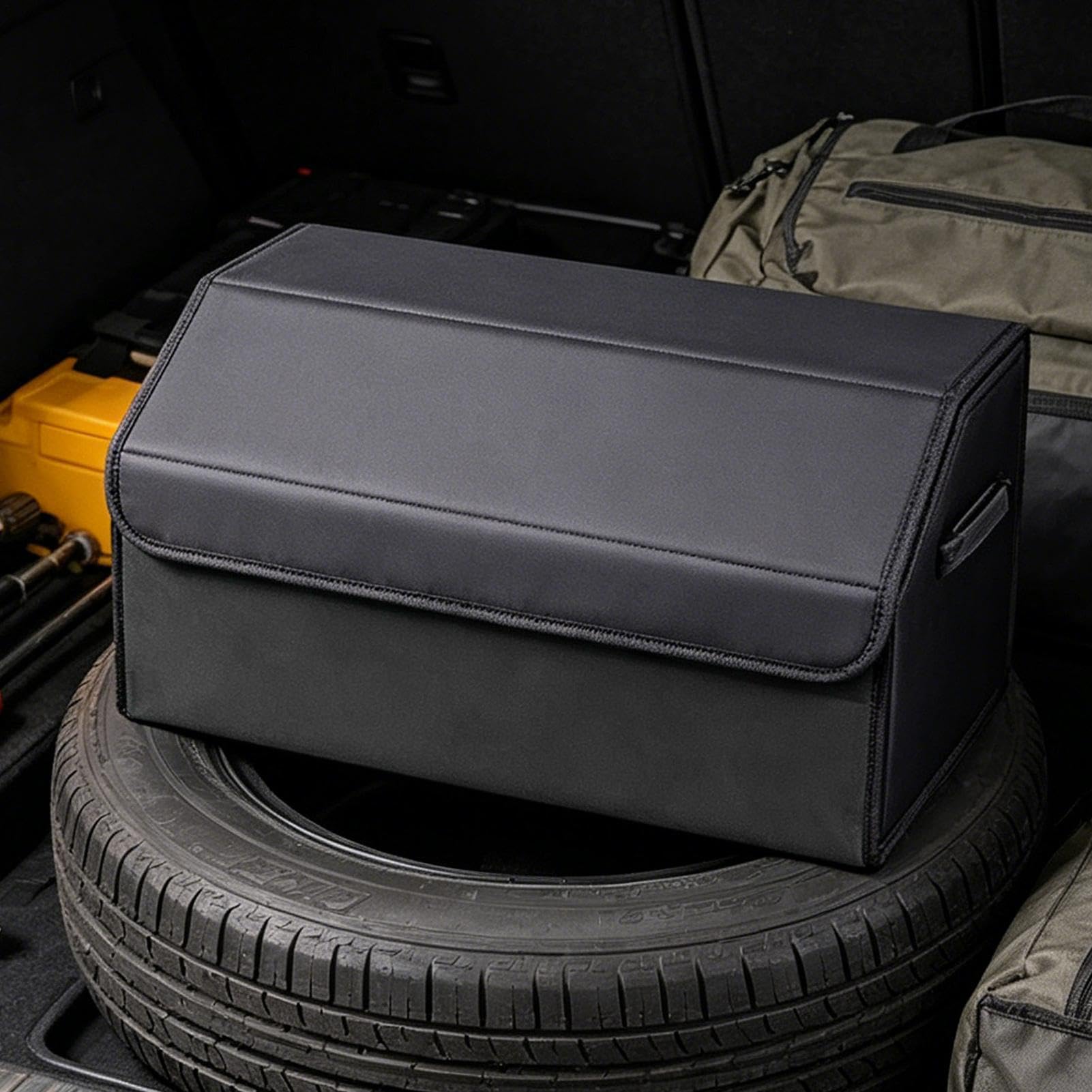 Generico Organizer per bagagliaio auto Scatola in pelle PU | Organizer Bagagliaio SUV Pieghevole Con Chiusura Magnetica Viaggi, Carico, Spesa, Attrezzi, Interni, Esterni, Campeggio