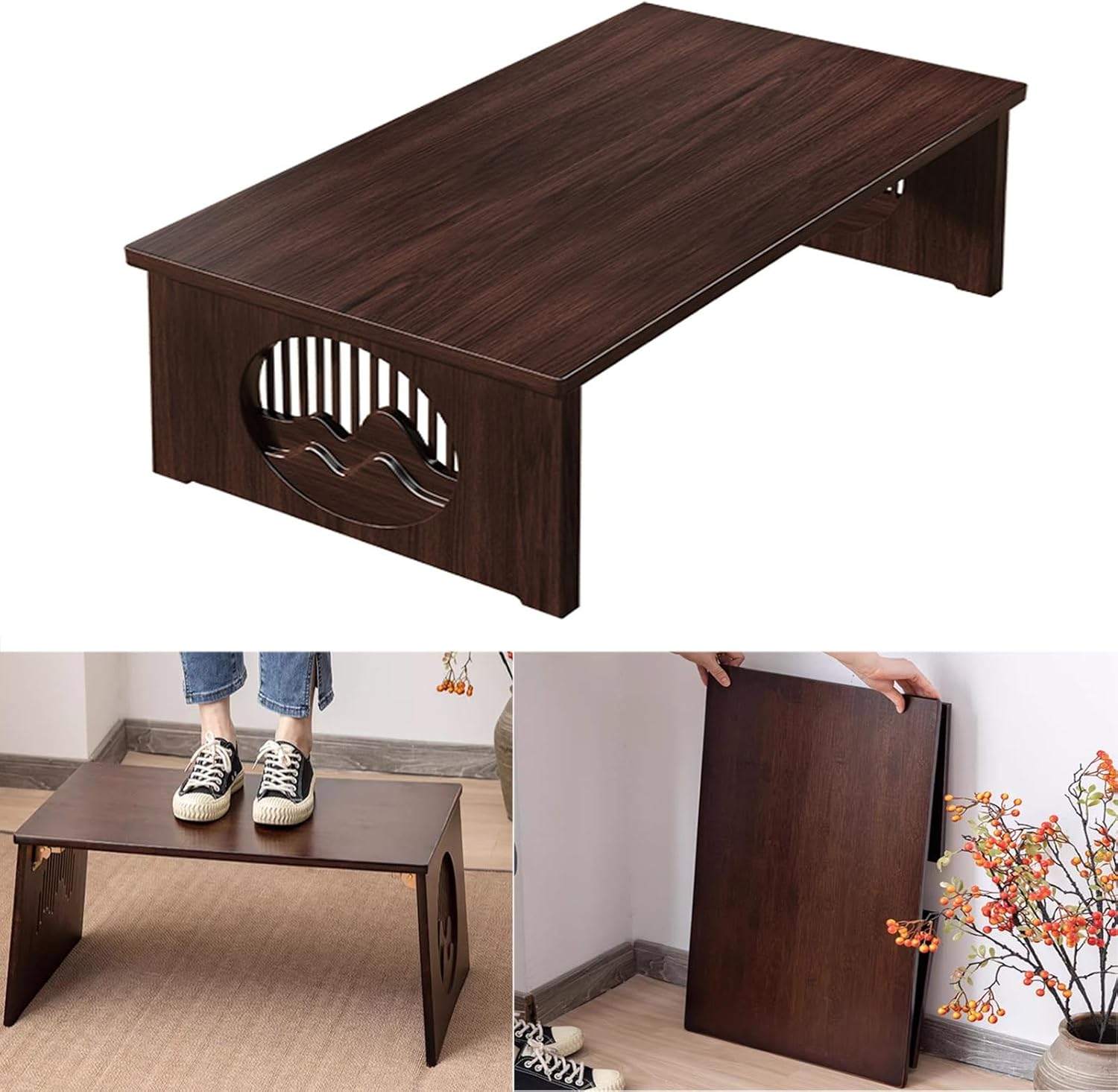 千翔 龍門堂 長テーブル 黒の木製テーブル8台セット 折りたたみ 和室 千