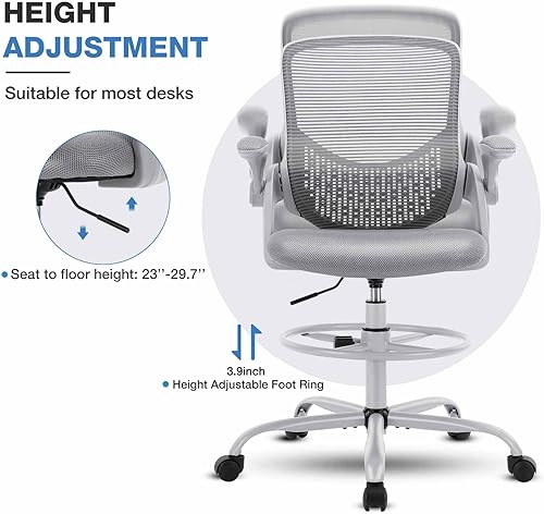 Miniatura 7 de JHK Silla de dibujo silla de escritorio de pie silla de oficina alta para escritorio de pie silla de escritorio alta sillas de oficina ajustables