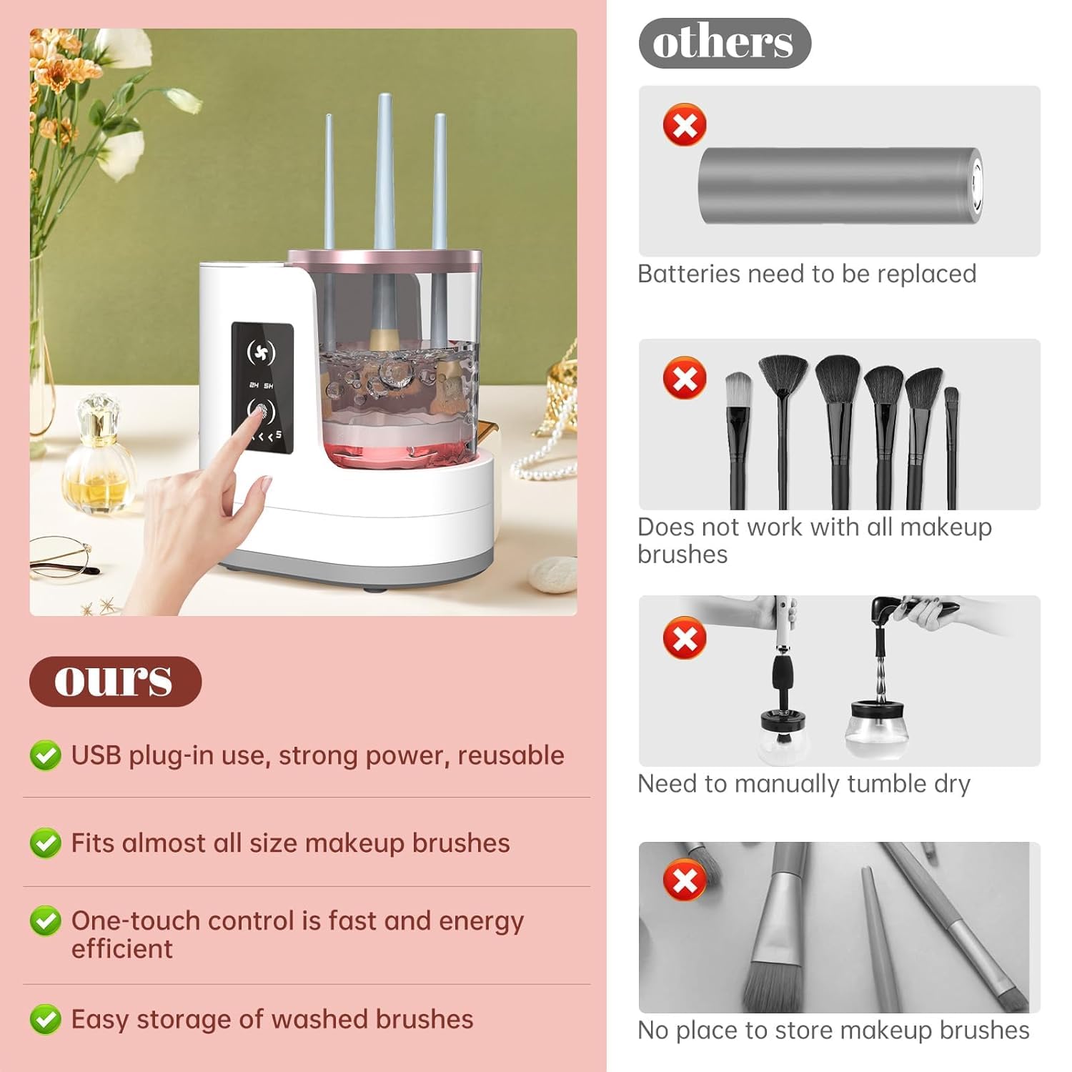 Pulisci Pennelli Make Up,Pulisci Pennelli Make Up Elettrico con Asciugatrice,Pulitore Pennelli Trucco Elettrico,3 in 1 Pulitore Pennelli Trucco Elettrico,Adatto a Tutti i Tipi di Pennelli Trucco