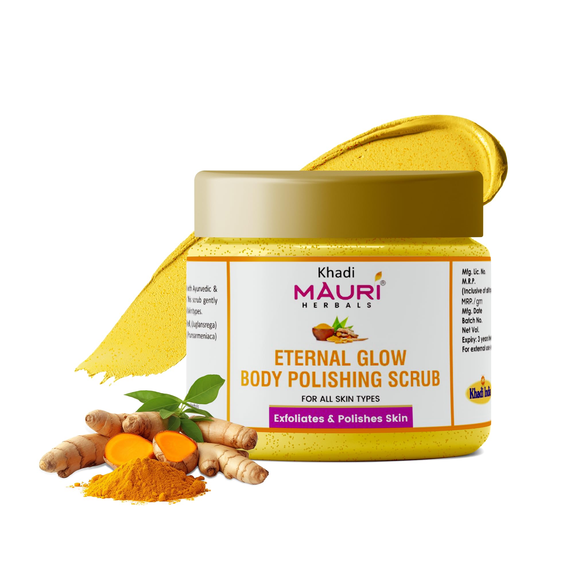 Khadi Mauri Herbal Eternal Glow Body Scrub | Boosts Glow, Exfoliates Dead Skin Cells | For Men & Women | 180 g