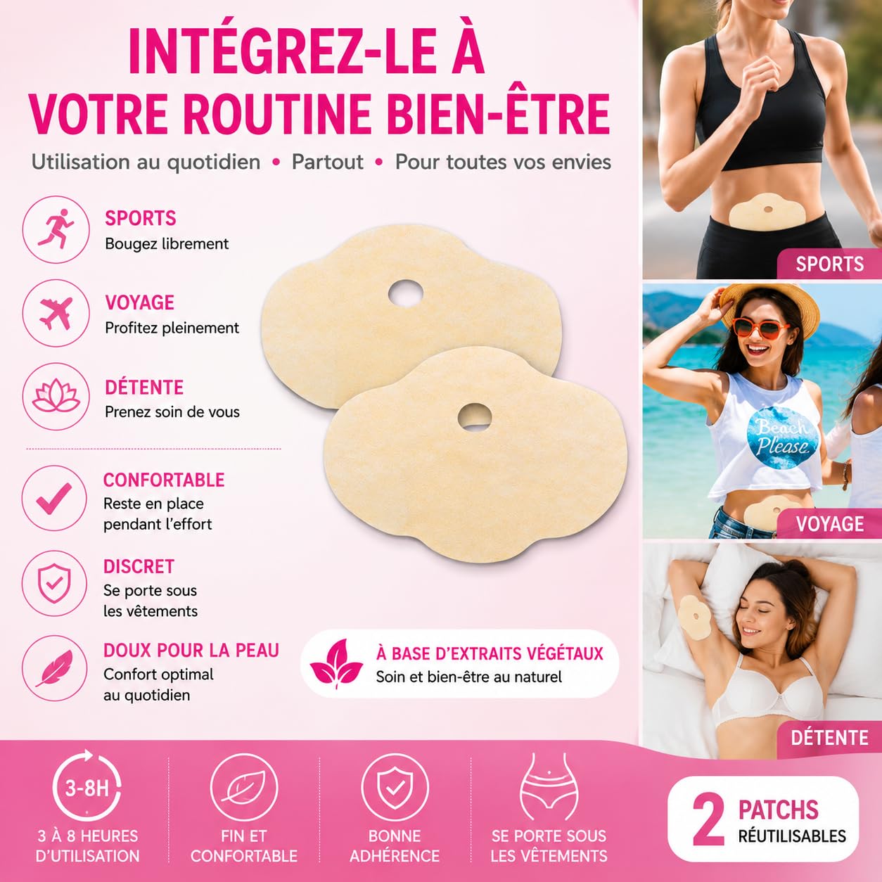 Schlankheits-Pflaster für flachen Bauch, 100 Einheiten: Anti-Cellulite-Pflaster, wärmend, für Damen und Herren, straffend, Körper-Silhouette, schmale Größe: Orangenhaut, Bauch, Oberschenkel, Gesäß