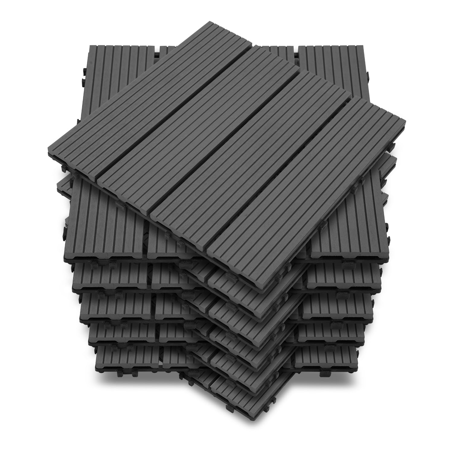 22 piastrelle per terrazze in WPC, 30 x 30 cm, per balcone, piastrelle da giardino con sistema a clic, piastrelle a clic, per terrazze, per 2 m², colore antracite