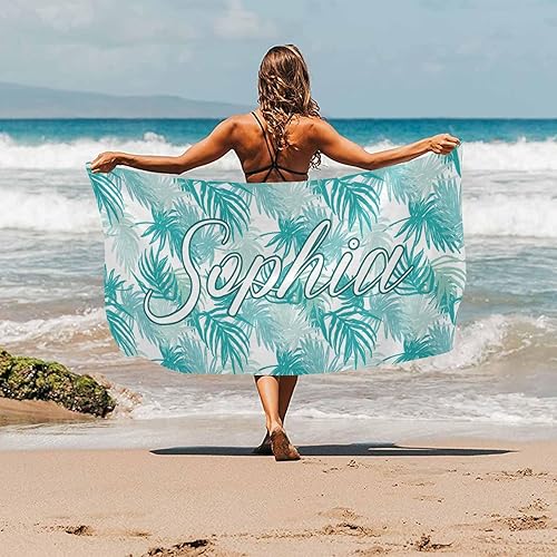 Miniatura 7 de MyPupSocks Toallas de playa personalizadas con nombres, toallas de playa tropicales personalizadas, toallas de playa blancas personalizadas para