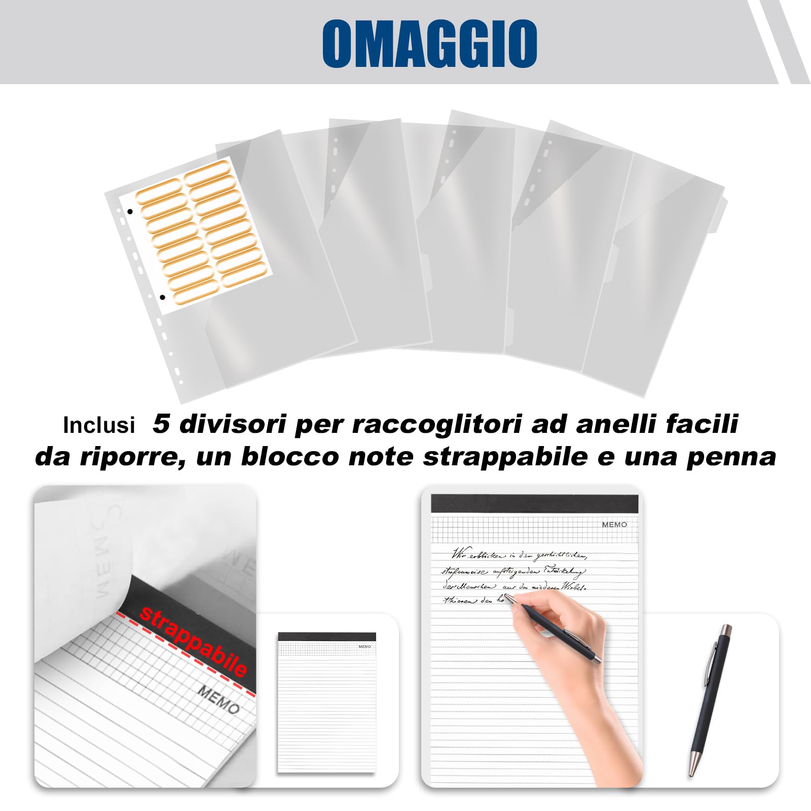Cartella Portadocumenti A4 con Buste Trasparenti, Raccoglitore ad Anelli 4 con Manico Magnetico e Cerniera in Pelle Vegana