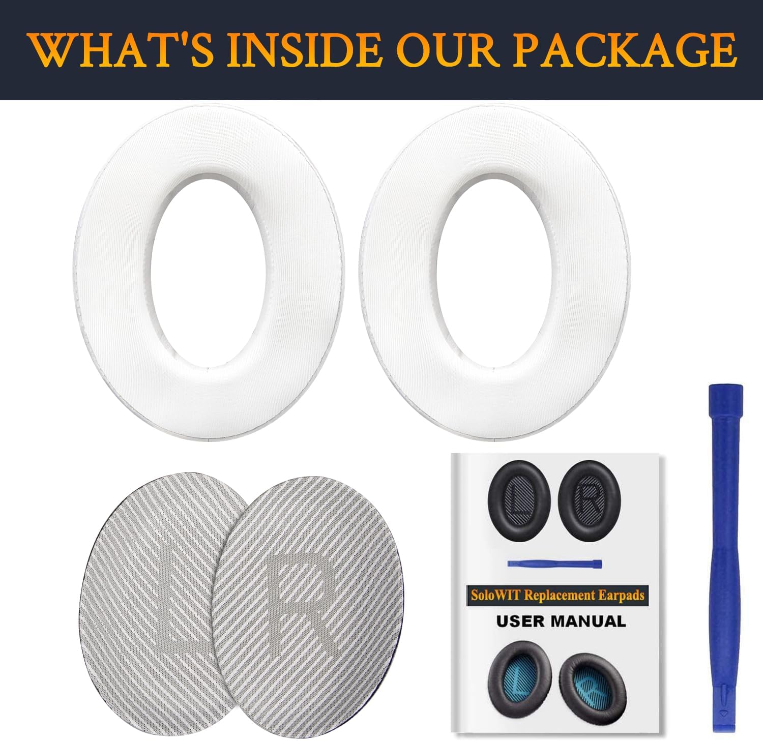 SoloWIT Cooling-Gel Replacement Ear Pads for Bose QuietComfort 35 (QC35) and Quiet Comfort 35 II (QC35 II) Over-Ear Headphones, Earpads Cushions with Ice Silk Fabric - White - Image 7