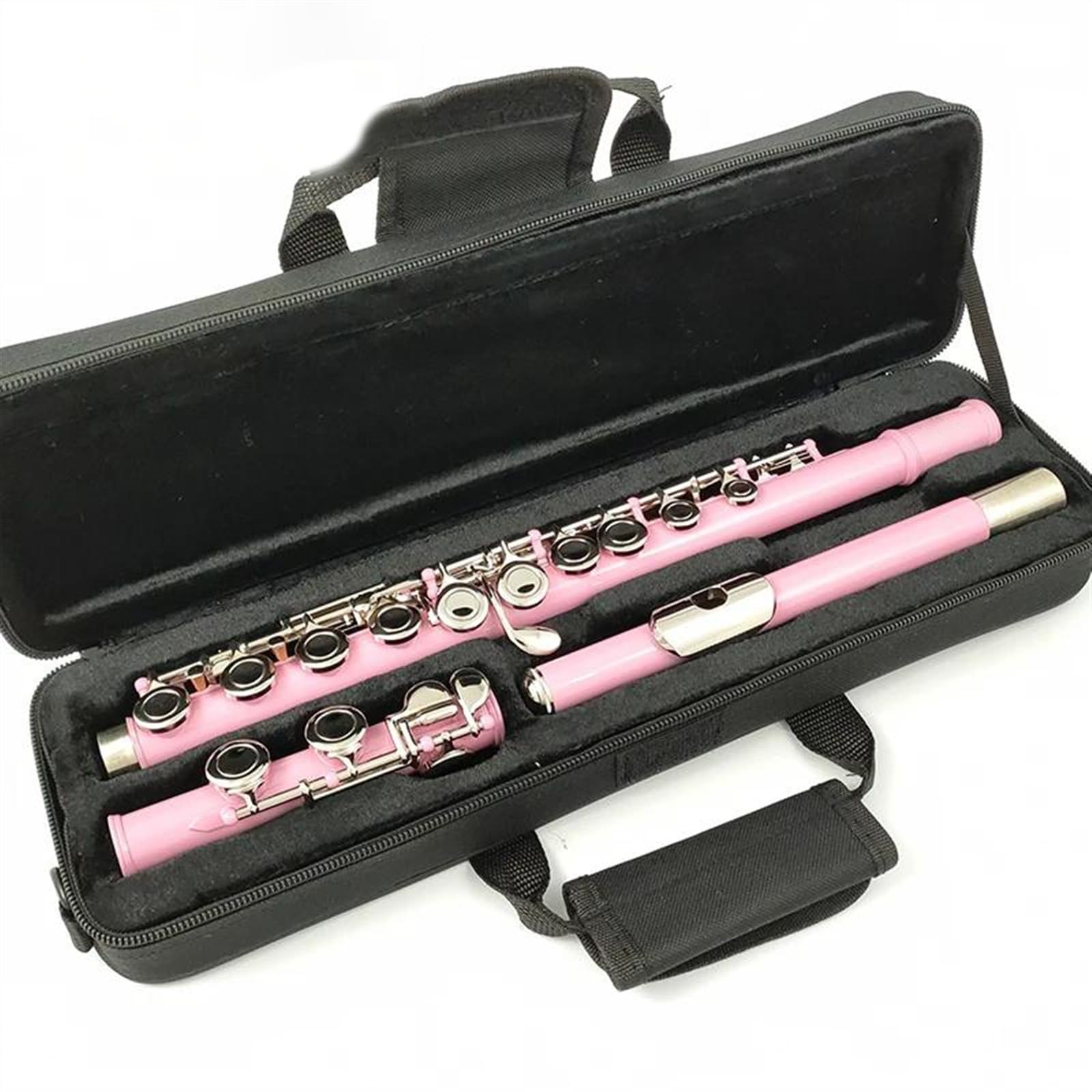 Flauta Rosa Chapada En Níquel Con 16 Agujeros, Teclas C, Instrumento De Flauta, Cuproníquel, Niquelado, Con Llave E Flauta Travesera Kit