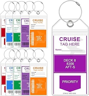 Cruise Luggage Tags, 10Pack Wide Luggage tag Holder for Cruise Ships, Reusable Carnival Cruise Luggage Tags Clear Cruise Luggage Tag Holder Zip Seal with Steel Loops