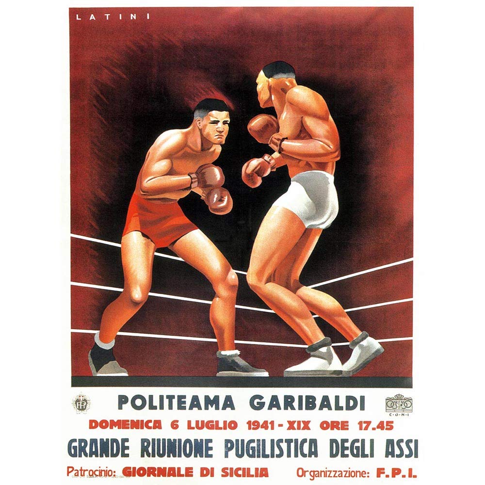 Wee Blue Coo Sport Exhibition Boxing Sicily Italy Vintage Art Print Poster Wall Decor 12X16 Inch