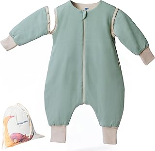 Ganzjahres Baby Schlafsack mit Füßen & abnehmbaren Ärmeln - 2.5 TOG - 100% GOTS - Bio Baumwolle - Ganzjähriger Kinderschlafsack mit Füßen- umklappbare Bundchen