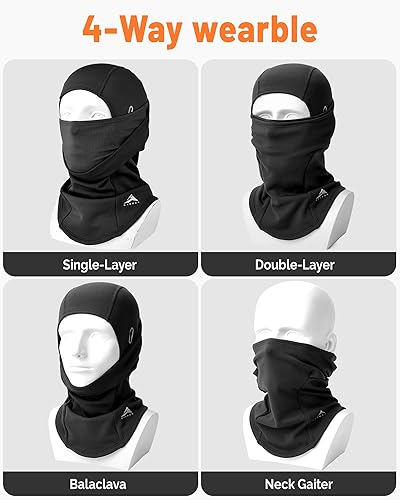 Miniatura 6 de GXCROR Pasamontañas de esquí para hombres y mujeres, máscara facial de invierno para clima frío, resistente al viento, térmica, motocicleta,