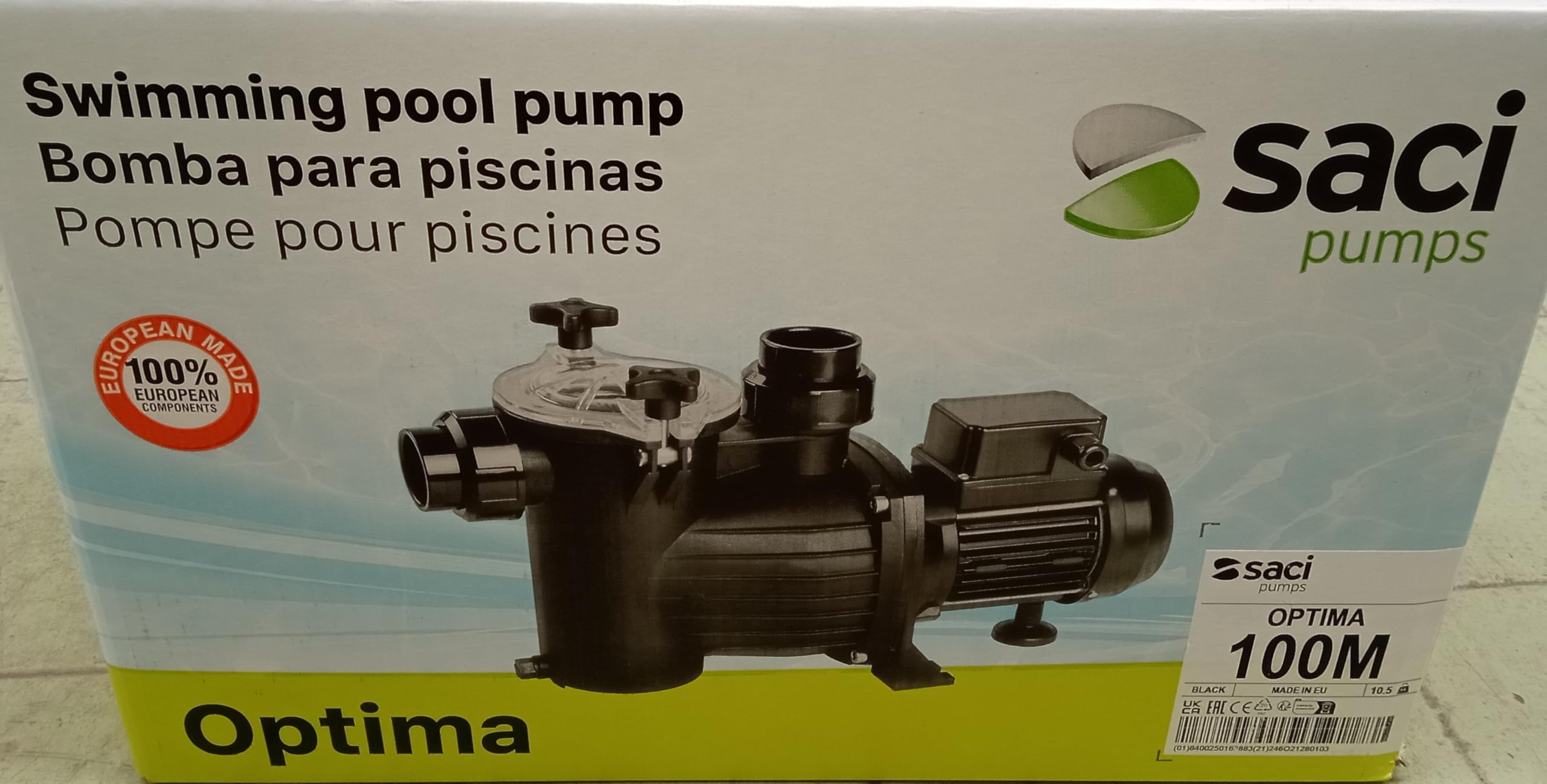 Pompe de filtration piscine Saci Optima 1 CV mono 15 m3/h