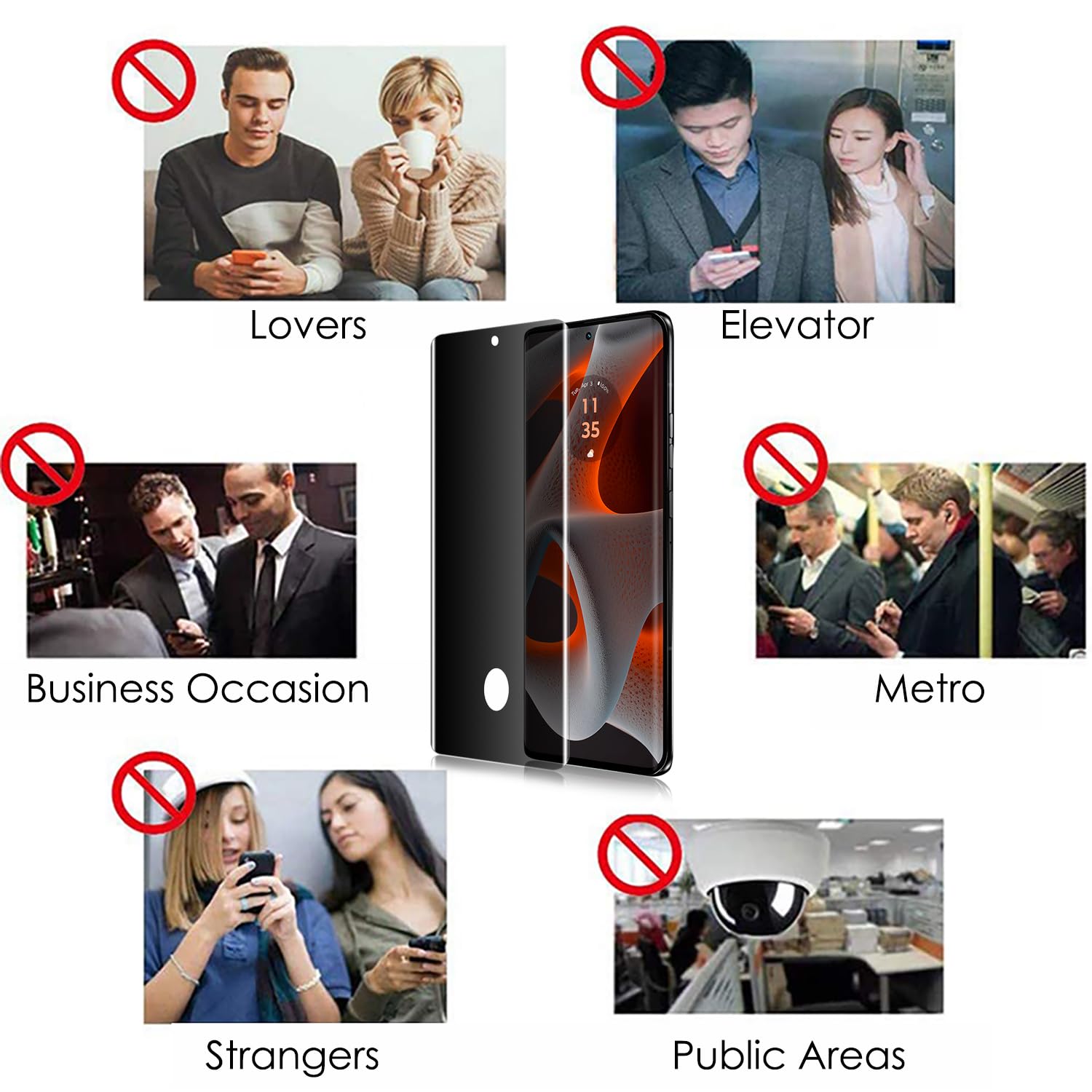 Protector de pantalla de privacidad para Motorola Edge 50 Pro [3 unidades], vidrio templado UV, antiespía, dureza 9H, resistente a los arañazos, compatible con identificación de huellas