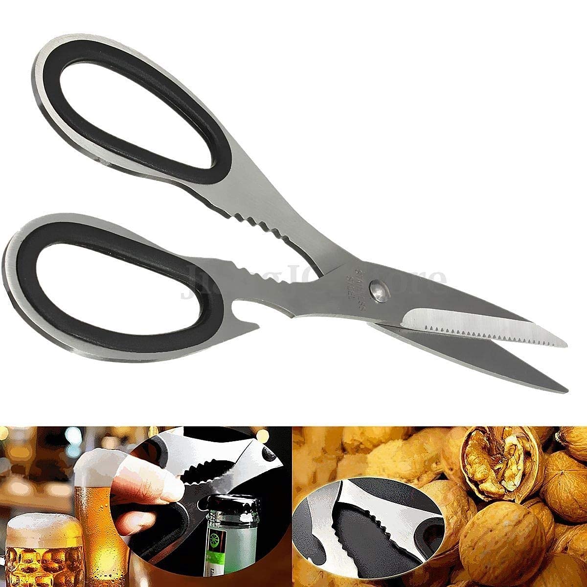 Tijeras de cocina, Tijeras de cocina 7.5?? Tijera de cocina para aves de corral Cascanueces Herramienta de hueso de acero inoxidable