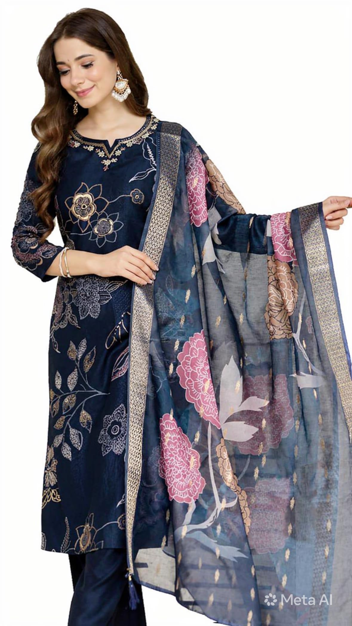 SA-Women Floral Cotton A-Line Kurti With Pant And Dupatta-picture-52