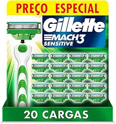 Gillette Mach3 Sensitive - Carga para Aparelho de Barbear, 20 unidades