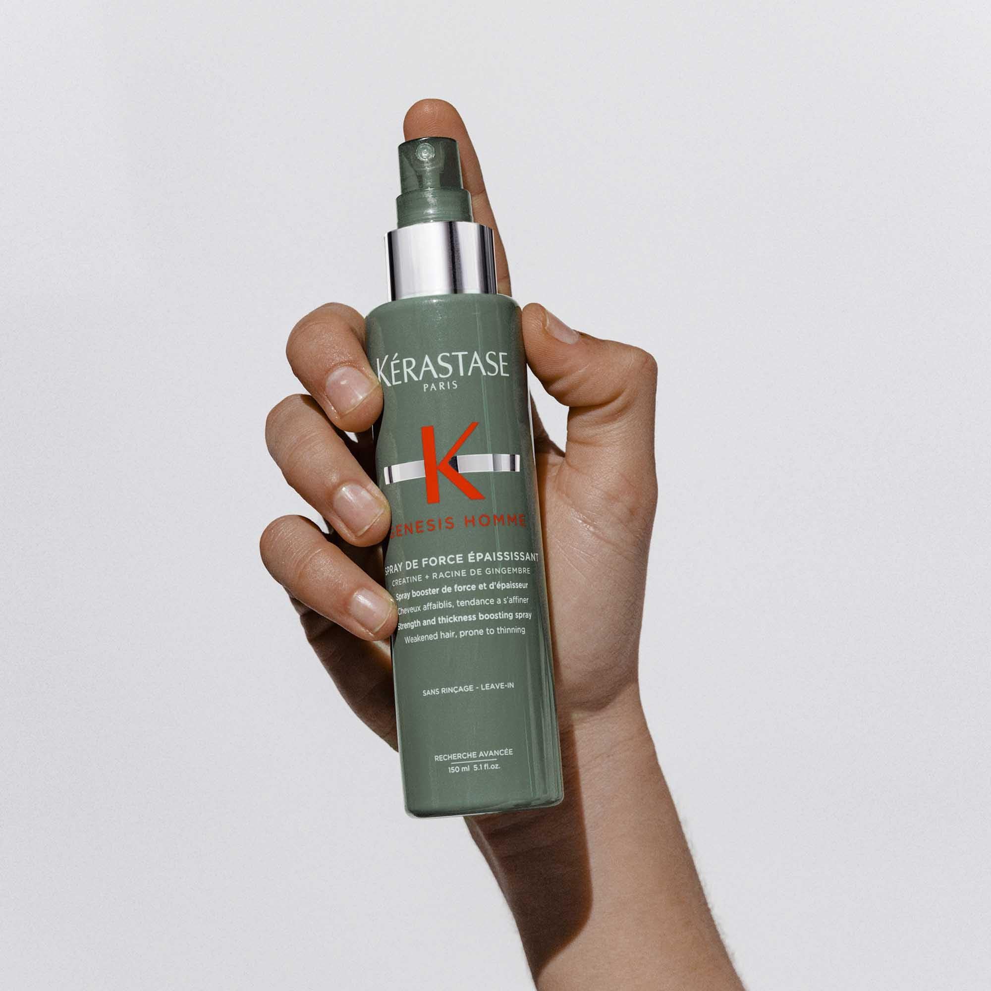 Kérastase Spray de Force Épaississant, Volumenspendendes Stylingspray für geschwächtes und ausgedünntes Haar, Genesis Homme, 150 ml