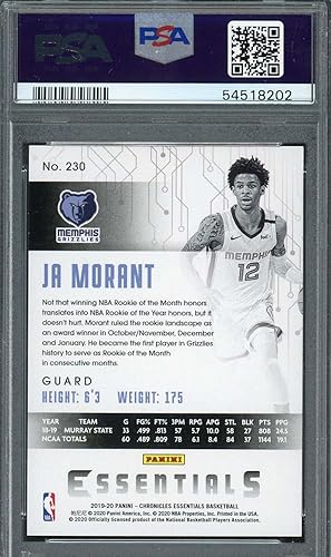 Miniatura 2 de Ja Morant 2019 Panini Chronicles Basketball Rookie Card RC #230 Graded PSA 10