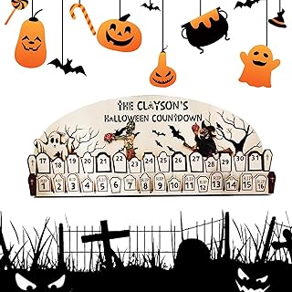 Halloween Advent Calendar Wooden Countdown - 31 Days Festive DIY Moving Wooden Block Calendar | Coffin Calendar Moving Wooden Block, Portable Halloween Coffin Ornament for Home, Kids, Rooeling
