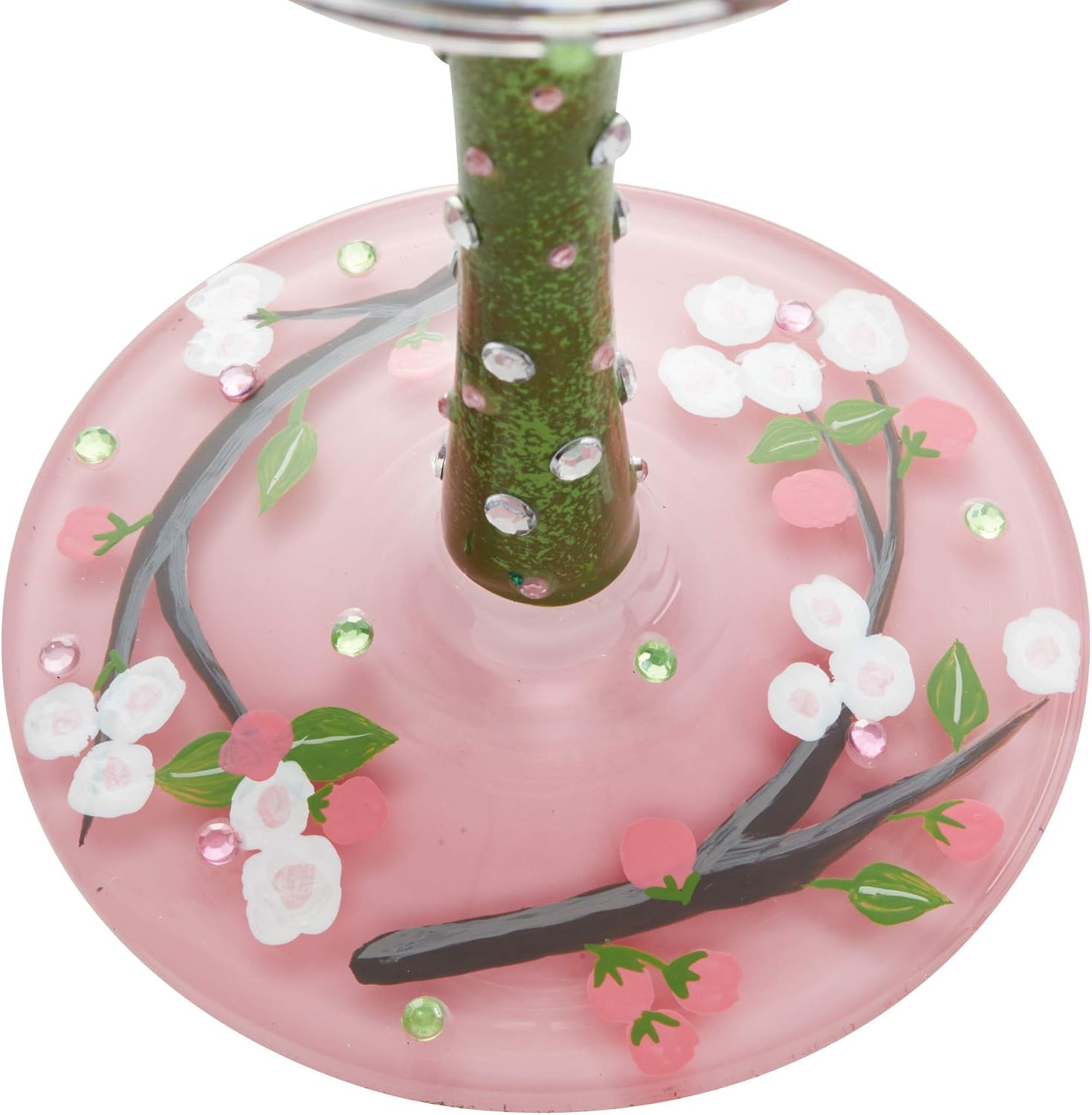 Enesco Designs by Lolita Cardinal Bird with Cherry Blossoms Beauty Artisan Hand-Painted Wine Glass, 15 Ounce, Multicolor