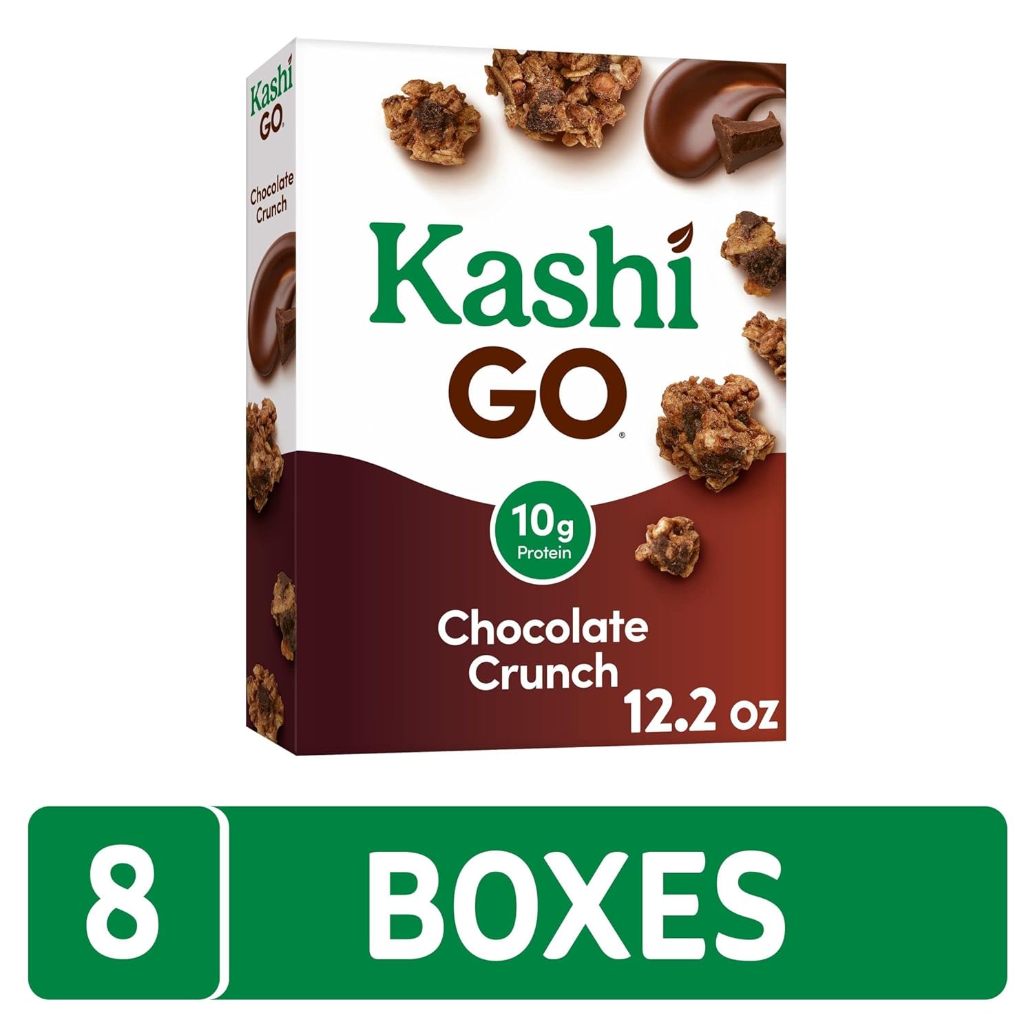 Kashi GO Cold Breakfast Cereal, Fiber Cereal, Vegan Protein, Chocolate Crunch (8 Boxes)