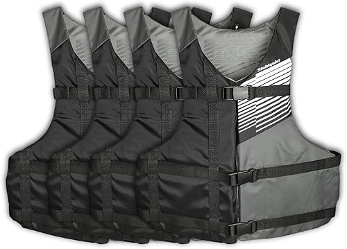Stohlquist Fit - Chaleco salvavidas PFD para adultos, paquete de 4, aprobado por la Guardia Costera, tamaño ajustable, unisex, ligero, alta