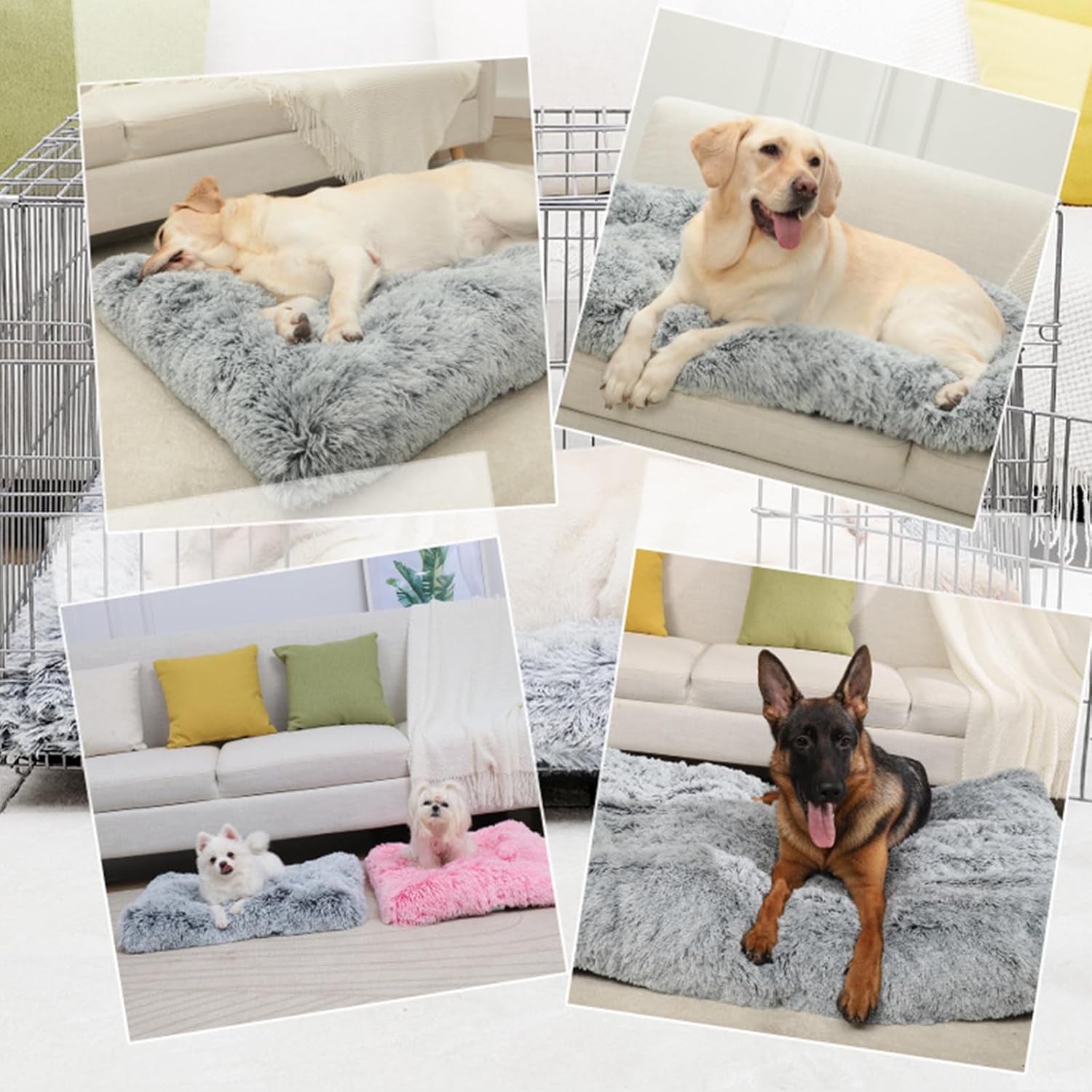 Dog Bed Covers Replacement Washable for Medium Large Dogs Beds External Covers ONLY Cover DIY Dogs Cushion Dog Crate Bed Cover for Rectangular Foam Bed Pet Bed Mat Case,Greyish White,XXL