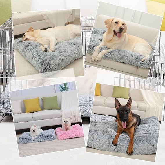 Replacement Dog Bed Covers Washable Covers for Medium Large Dogs Beds External ONLY Cover DIY Dogs Cushion Dog Crate Bed Cover for Rectangular Foam Bed Pet Bed Mat Case,Greyish White,XXL