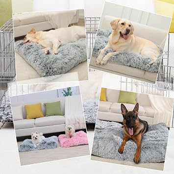 Replacement Dog Bed Covers Washable Covers for Medium Large Dogs Beds External ONLY Cover DIY Dogs Cushion Dog Crate Bed Cover for Rectangular Foam Bed Pet Bed Mat Case,Greyish White,XXL
