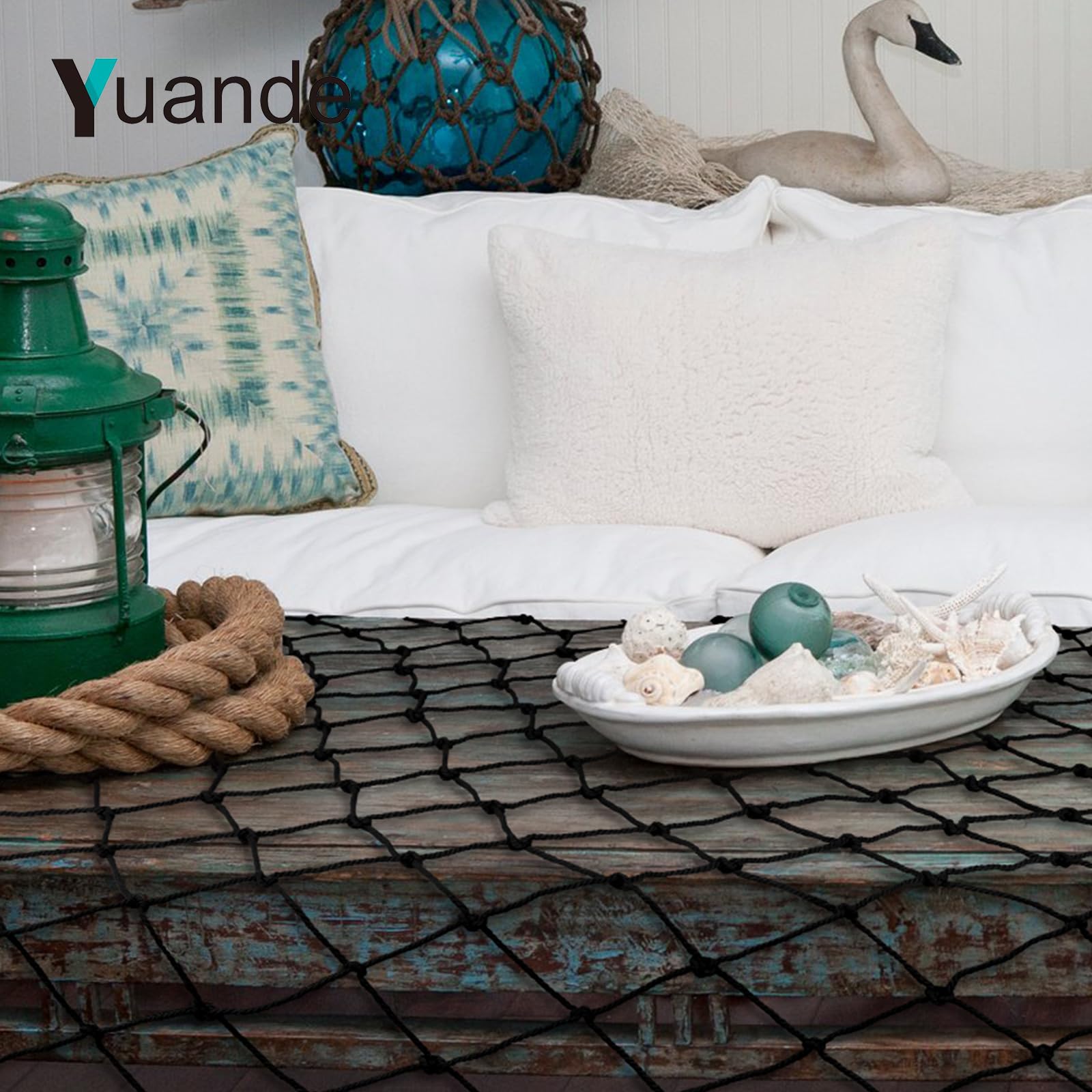 Decorative Fishing Net 5x10 ft,YuanDe 2 Pack Large Black Picture Fish Net