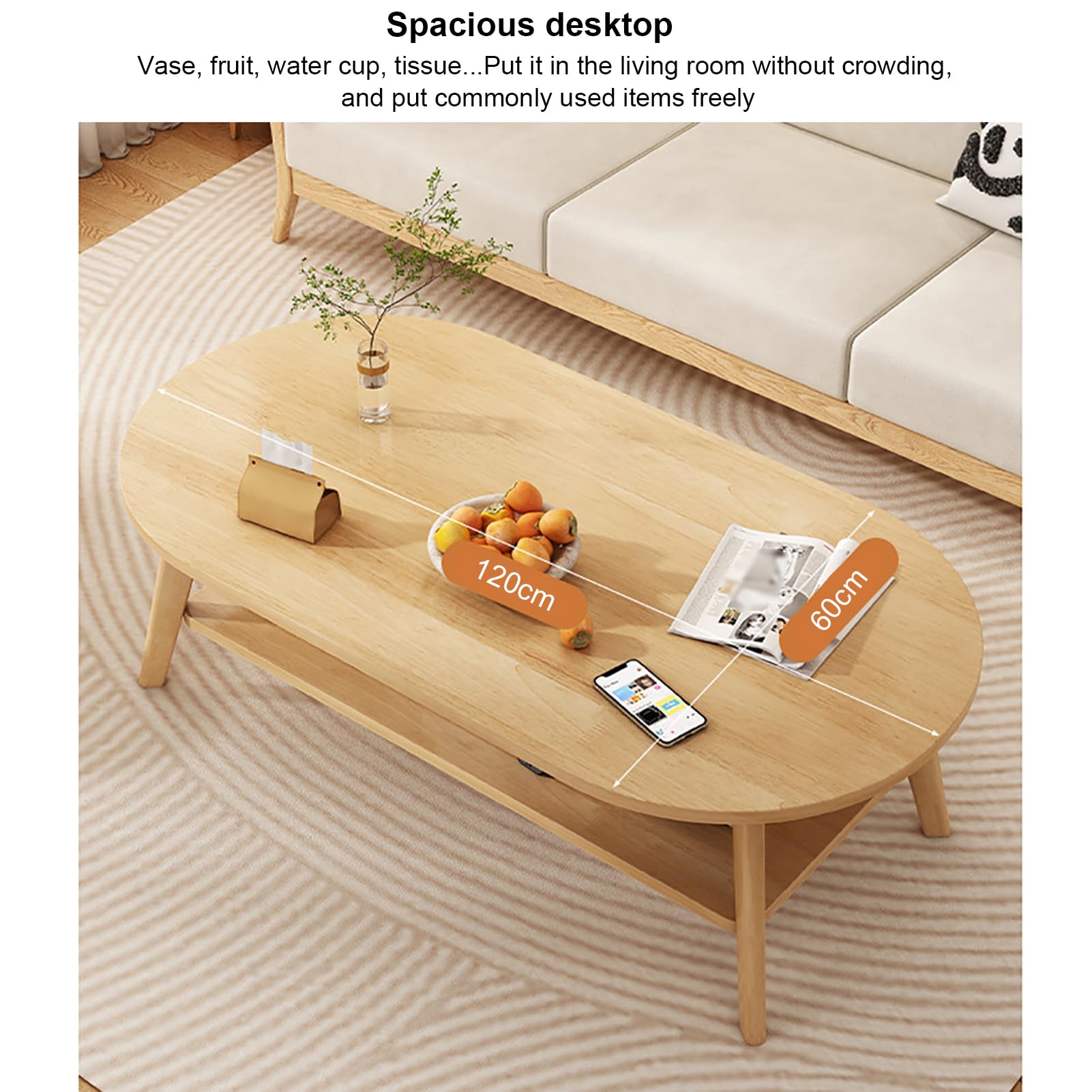 GarveeMore Couchtisch Industrieller Brauner Mitteltisch, 2-stöckig
