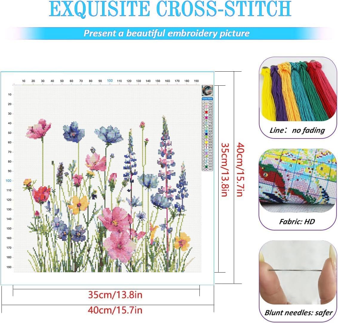 Amazon.com: KYOQFVN Flower Stamped Cross Stitch Kits for Adults