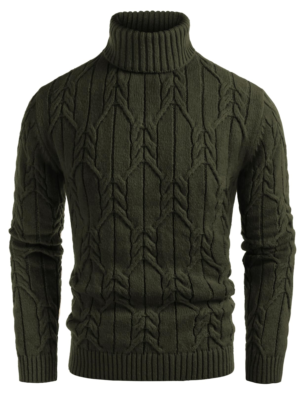 GRACE KARIN Maglione da uomo a collo alto a maniche lunghe maglioni lavorati a maglia a treccia Slim Fit Mock Neck Twisted Pullover